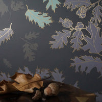 Black Oak Leaves and Acorns Wallpaper